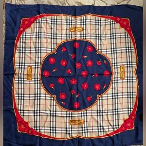 🩷 Vintage Burberry Floral Plaid Silk Scarf 🩷